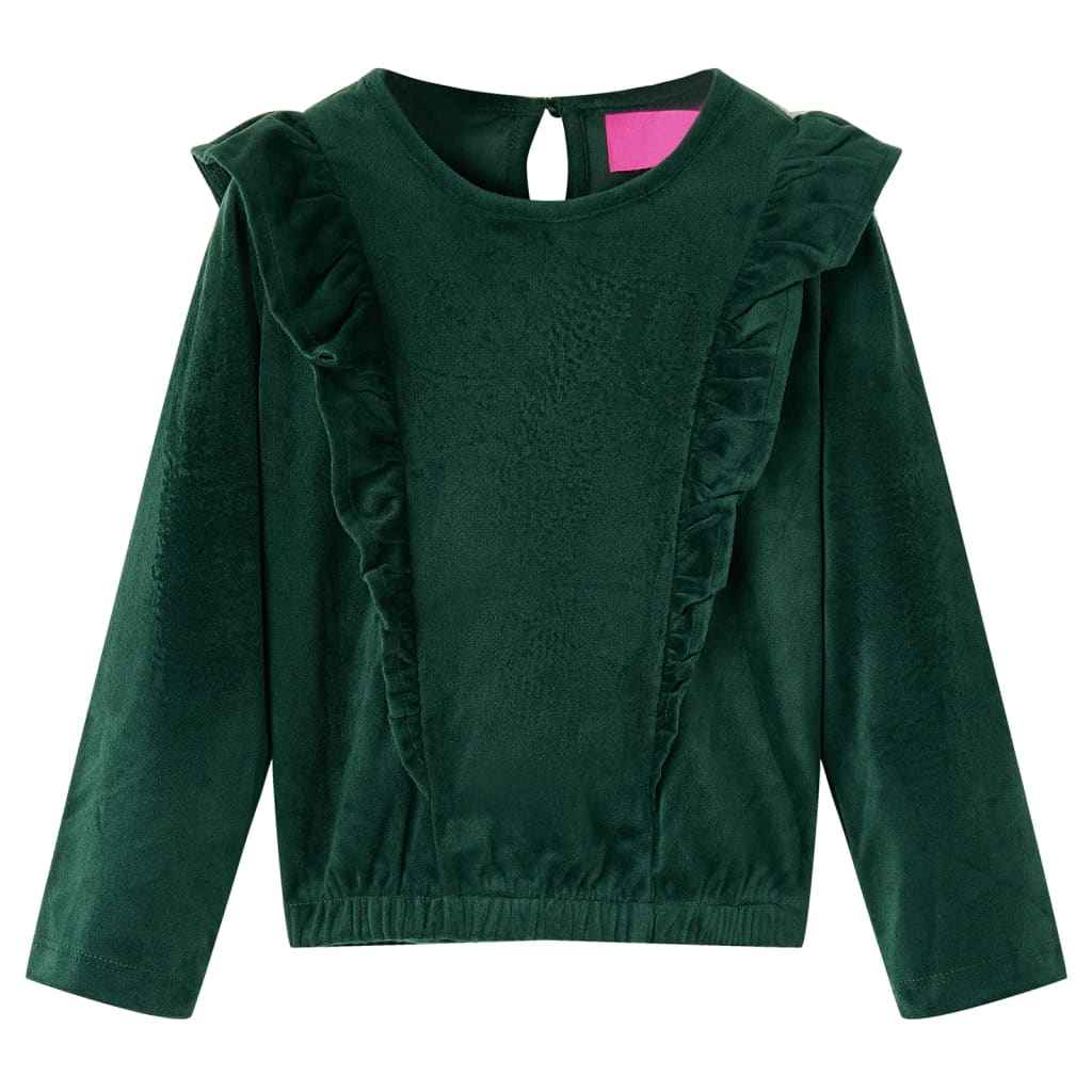 Blusa para criança com folhos verde-escuro 92